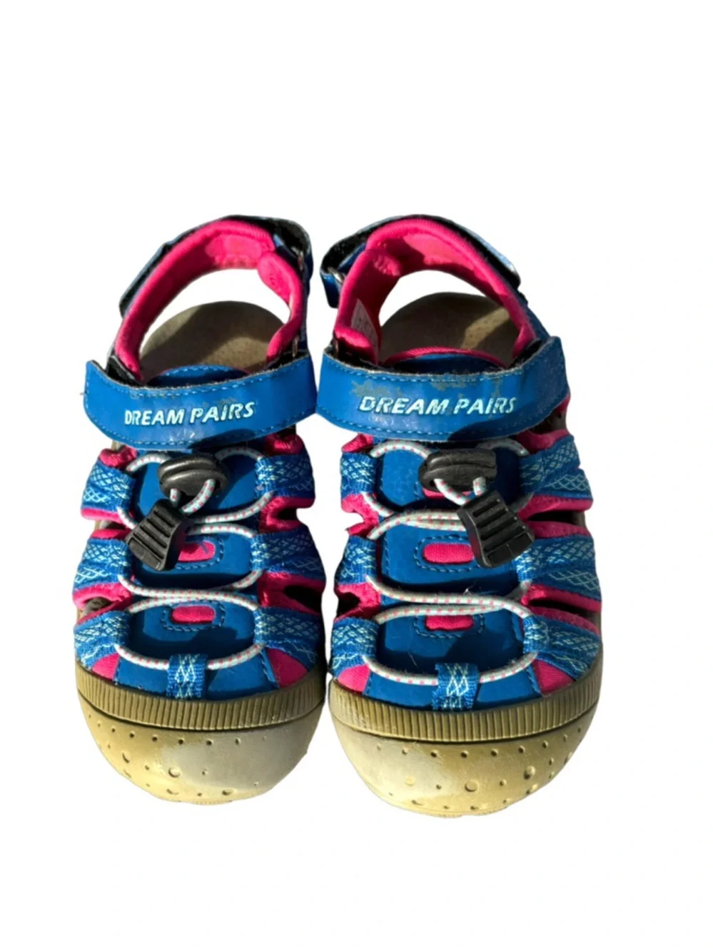 Girls Water Sandals Closed Toe Blue Pink Beach Pool Size 11